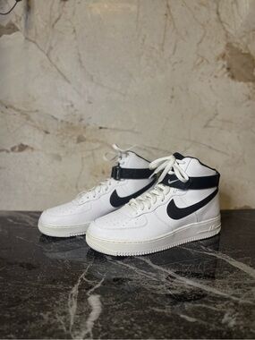 Nike White and Black Air Force 1 High Top